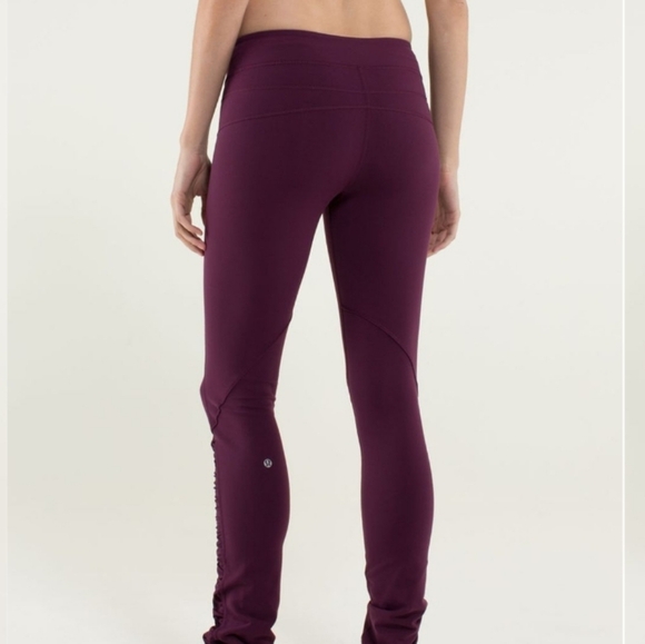 Lululemon City Pulse Pant. Plum / Burgundy color. Size 8. 27" inseam. Ruffled. - Picture 3 of 13